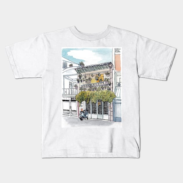 Tinyhouse Saigon (Ho Chi Minh City) Vietnam Watercolor Illustration Kids T-Shirt by Wall-Art-Sketch